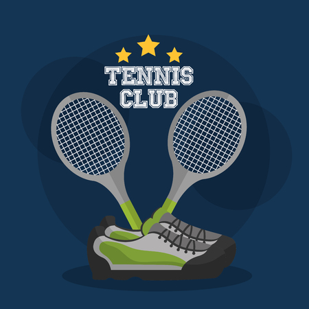tennis club racket crossed and sneakers equipment vector illustrationのイラスト素材