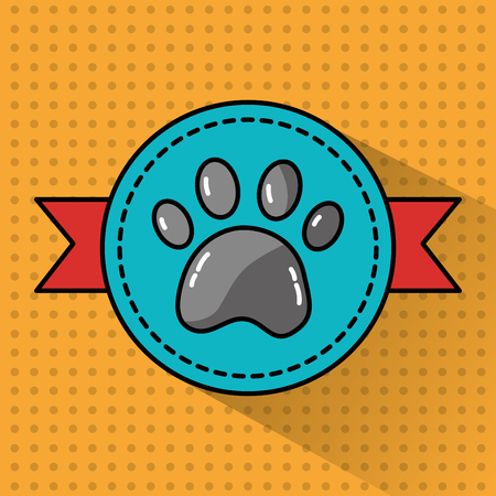 pet paw print banner emblem animal vector illustrationのイラスト素材