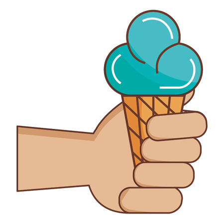 Hand with delicious cone ice cream vector illustration design.のイラスト素材