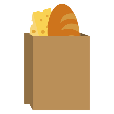 Bag with delicious bread and cheese vector illustration design.のイラスト素材