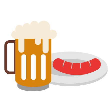Jar beer fresh and sausage vector illustration design.のイラスト素材