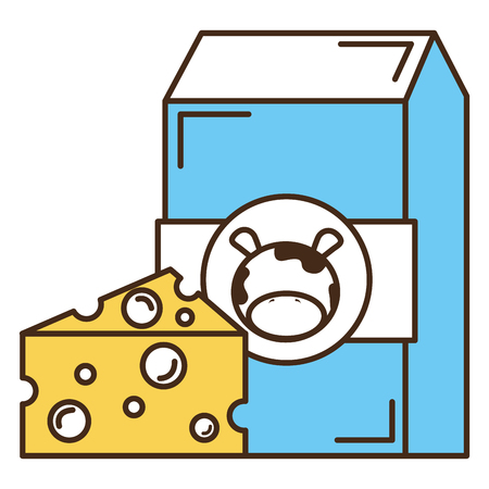 milk box with cheese vector illustration designのイラスト素材