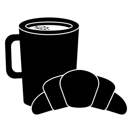 Coffee cup drink with croissant vector illustration designのイラスト素材