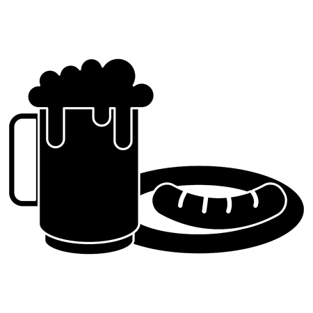 Jar beer fresh and sausage vector illustration designのイラスト素材