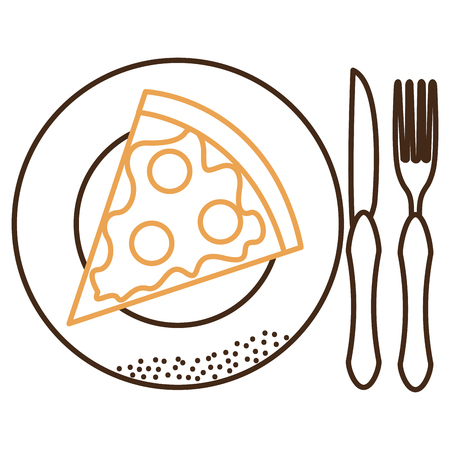 Dish and cutlery with pizza vector illustration design.のイラスト素材