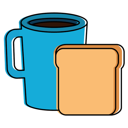 Coffee cup drink with toast bread vector illustration designのイラスト素材
