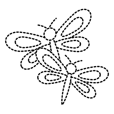 two dragonflies cute animal cartoon vector illustration  sticker designのイラスト素材