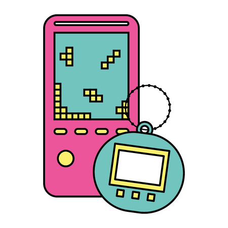 Portable video game console and tamagotchi toy vector illustrationのイラスト素材