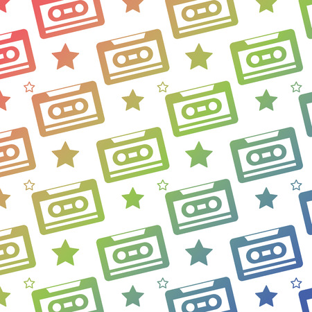 seamless pattern retro cassette tape recorder vector illustrationのイラスト素材