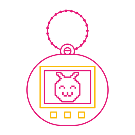 hand holding video game device retro vector illustration color line imageのイラスト素材