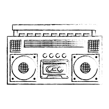 retro stereo cassette player music recorder vector illustrationのイラスト素材