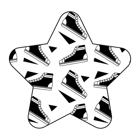 label shape star retro classic sneakers vector illustration black imageのイラスト素材