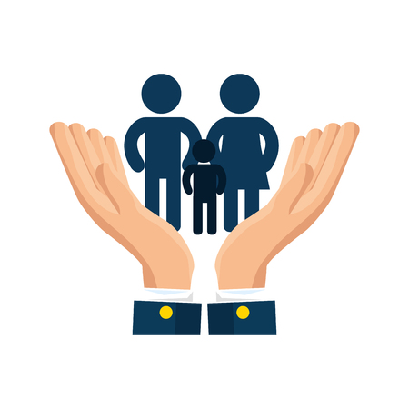 Hands with family silhouette. Vector illustration design.のイラスト素材