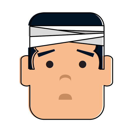 Man with bandage head character vector illustration designのイラスト素材