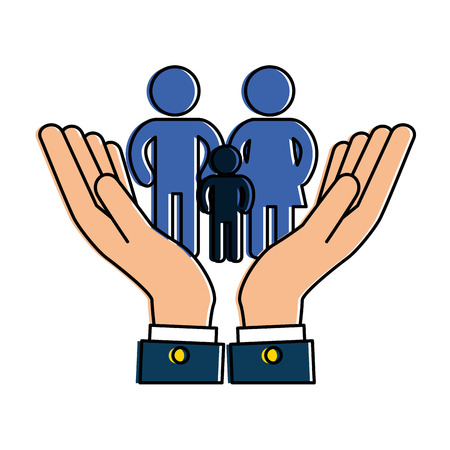 hands with family silhouette vector illustration designのイラスト素材