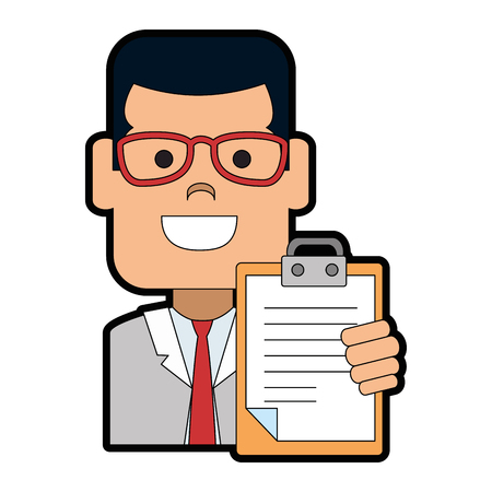 elegant businessman with checklist avatar character vector illustration designのイラスト素材
