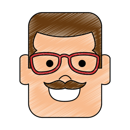 young man head avatar character vector illustration designのイラスト素材