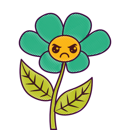 cute flower ornament cartoon vector illustrationのイラスト素材