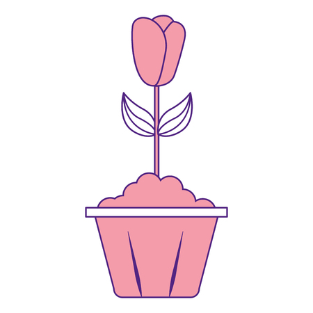 a potted flower interior decoration garden spring vector illustration pink image designのイラスト素材