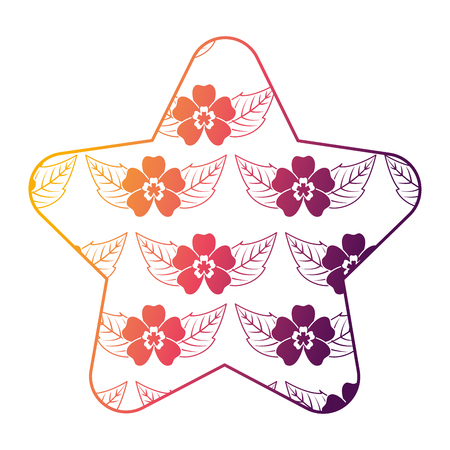 cute star pattern delicate seamless flower leaves vector illustration bright gradient color designのイラスト素材