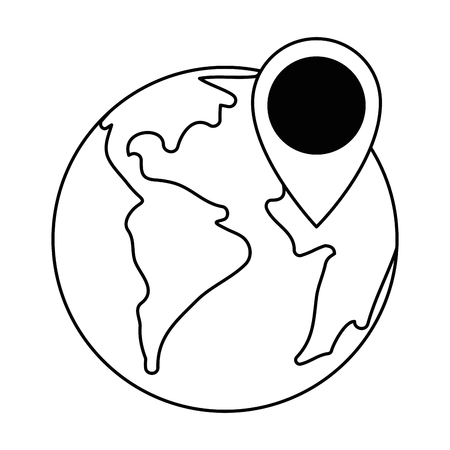 earth planet with pointer location vector illustration designのイラスト素材