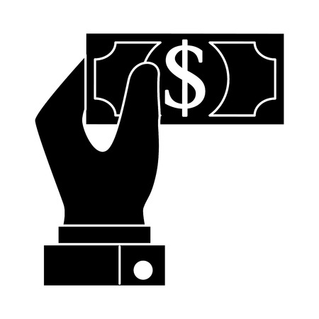 Hand with bills dollars isolated icon vector illustration designのイラスト素材