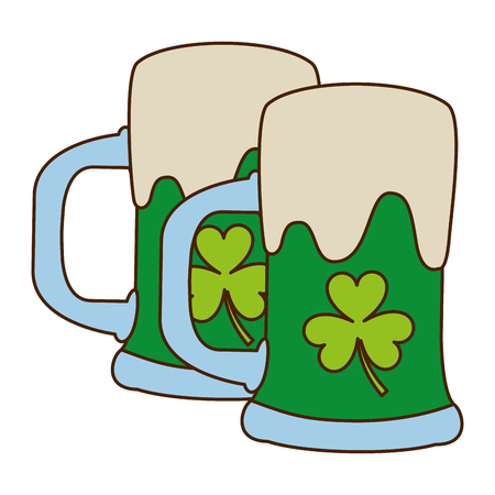 two green beer glass clover drink alcohol vector illustrationのイラスト素材