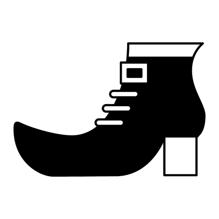 black shoe boot accessory of leprechaun vector illustration black and white imageのイラスト素材