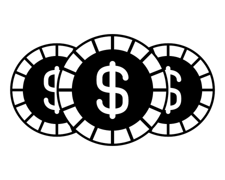 set three coins money dollar currency vector illustration  black and white image のイラスト素材