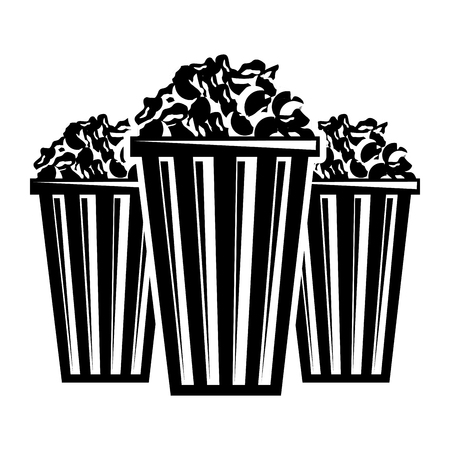 Three bucket with pop corn snack vector illustrationのイラスト素材