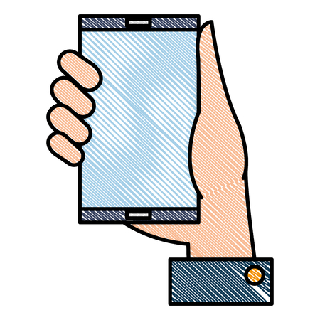 hand with smartphone device vector illustration designのイラスト素材