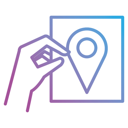 hand with paper and pin location vector illustration designのイラスト素材