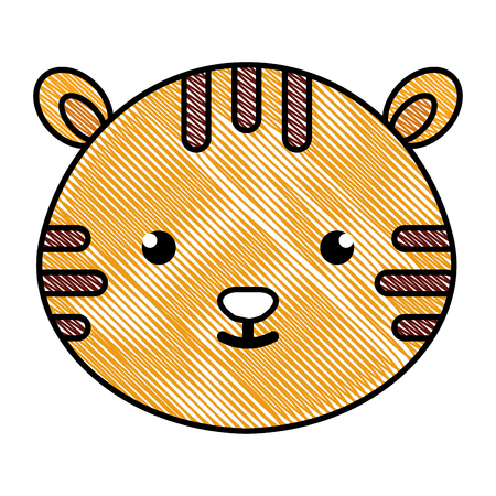 cute and tender tiger head character vector illustration designのイラスト素材