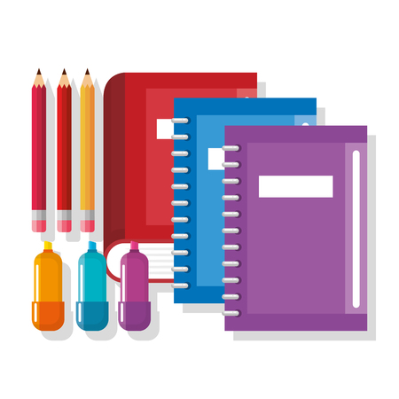 school supplies set icons vector illustration designのイラスト素材