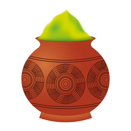 powder color mud pot and mandala vector illustrationのイラスト素材