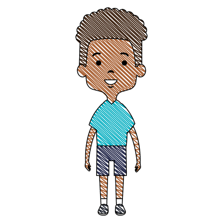 cute and little african boy vector illustration designのイラスト素材