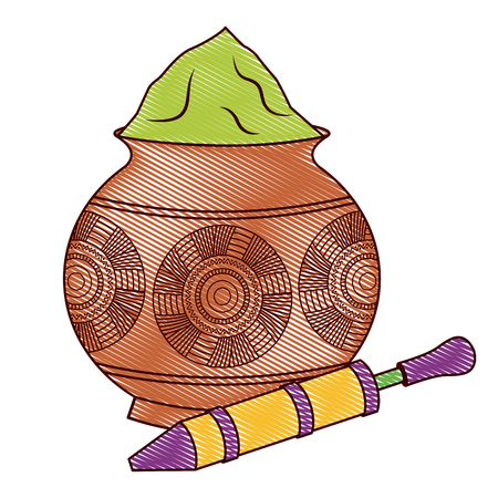 Powder color mud pot and for celebration vector illustration drawing designのイラスト素材