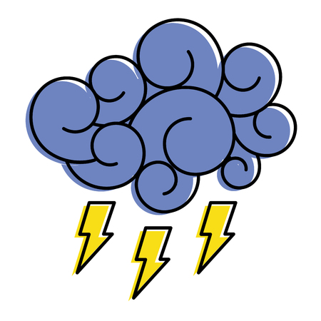 blue cloud thunderbolt storm cartoon image vector illustrationのイラスト素材