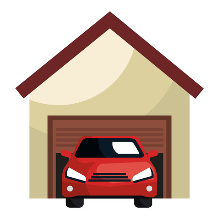 garage building with car vector illustration designのイラスト素材