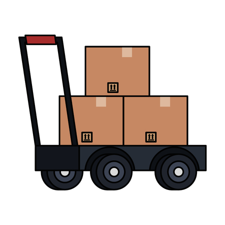 delivery cart handle with boxes vector illustration designのイラスト素材