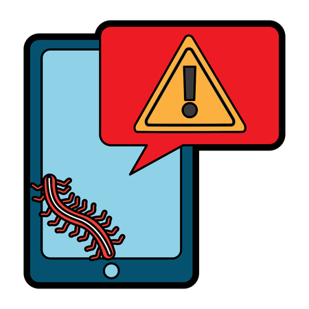 smartphone device message warning worm alert attack vector illustrationのイラスト素材