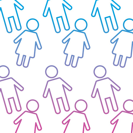 seamless pattern red female and man characters vector illustration degraded line color styleのイラスト素材