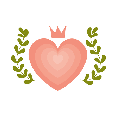 Heart with wreath and crownのイラスト素材