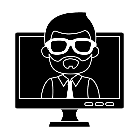 Monitor computer with businessman vector illustration designのイラスト素材