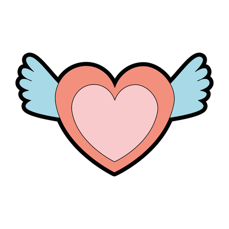 heart love with wings vector illustration designのイラスト素材