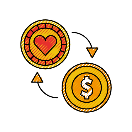 coins money with casino chip vector illustration designのイラスト素材