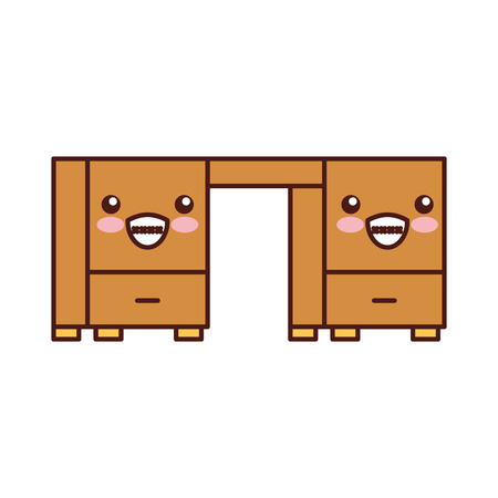 Office desk kawaii character vector illustration designのイラスト素材