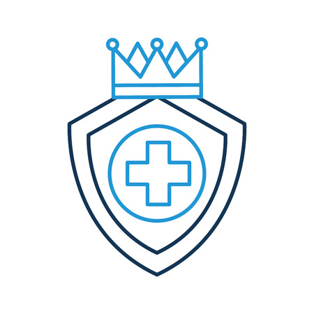 shield guard with crown and cross vector illustration designのイラスト素材