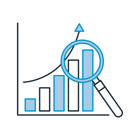 statistics graphic with magnifying glass vector illustration designのイラスト素材