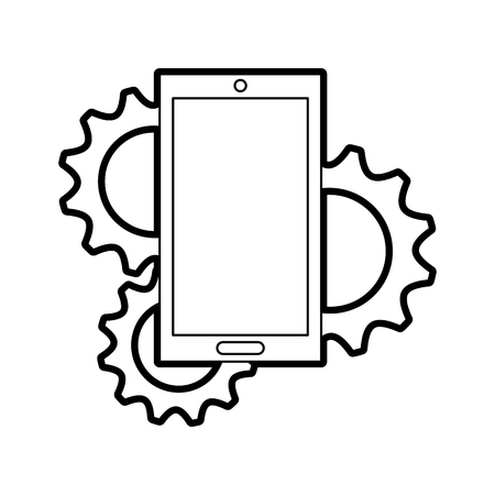 smartphone device with gears vector illustration designのイラスト素材